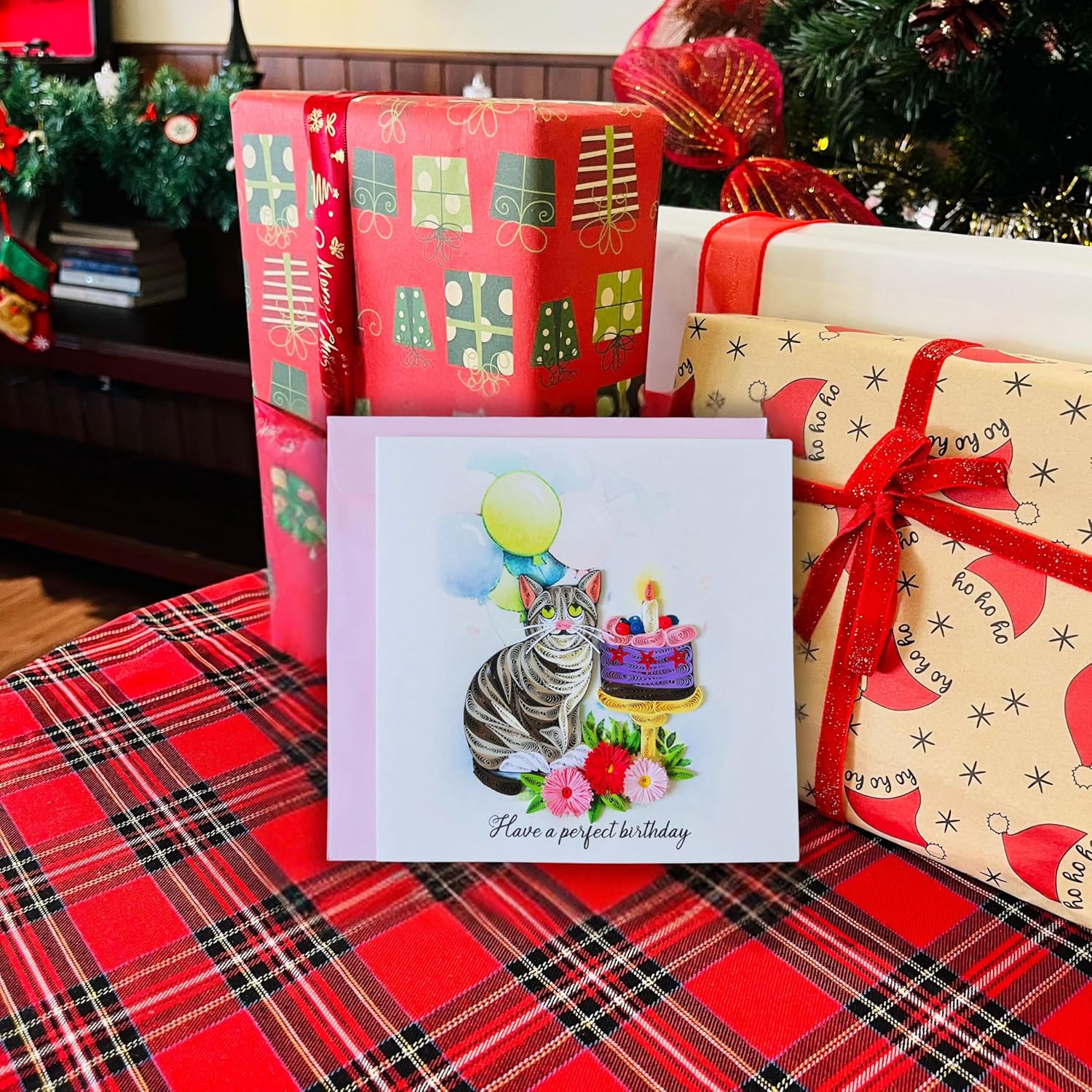 Quilling Cards 3D Birthday Cards, Handmade Paper Quilled Card, Handcrafted Quilling Card For Women, Kids And Special Family (Cat)