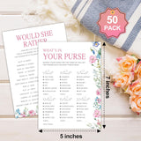 Bridal Shower Games Set– 50 Pack, Floral Wedding Party Games Cards, 4 Game Designs, Newlyweds Party Decoration, Engagement Party Games Supplies, Bachelorette Party Ideas -01