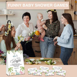 Diaper Raffle Party Games, Dinosaur Baby Shower Game, Greenery Themed Baby Gender Reveal Party Supplies & Activities -1 Double Sided Standing Sign + 50 Guessing Cards (A06)