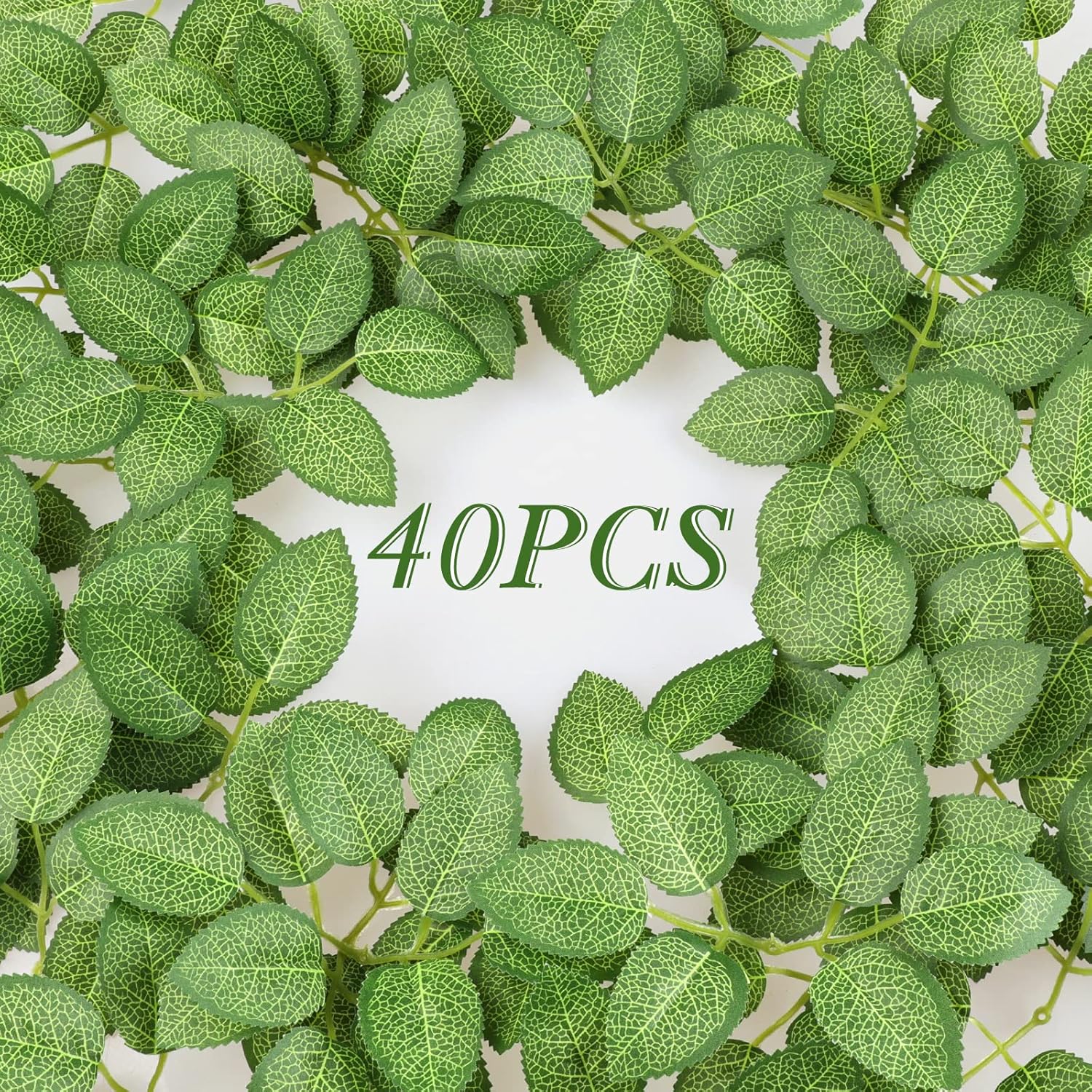 Artificial Roes Leaves 40Pcs Silk Greenery Fake Rose Flower Leaves For Diy Wedding Bouquets Centerpieces Arrangements Party Baby Shower Home Decorations