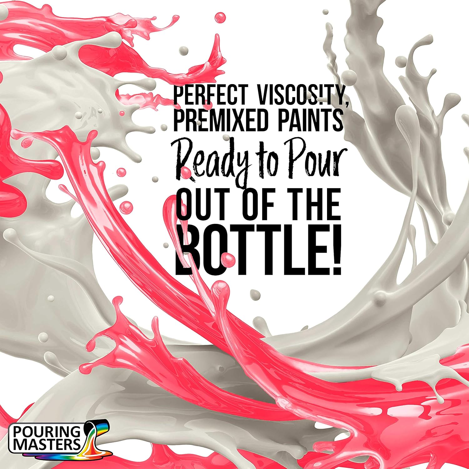 Pouring Masters Neon Streak Pink Ready To Pour Acrylic Pouring Paint - Premium 32-Ounce Pre-Mixed Fluid Acrylic Paint - Fluid Art Supplies For Canvas, Wood, Paper, Tile & Rocks