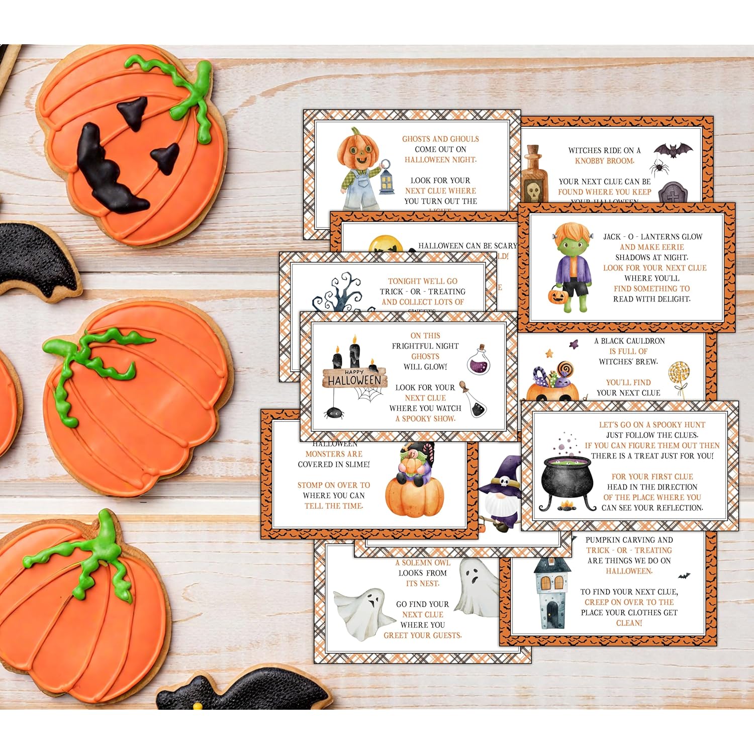 Halloween Scavenger Hunt Games, Hallowmas Treasure Hunt Clues Game Cards, Horror Party Games For Family Friend Groups, Trick Or Treat Party Decorations Supplies Favors?07