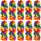 100 Pcs Hawaii Leis Colorful Flower Garland Hawaiian Luau Party Flowers Neck Loop, Rainbow Artificial Flowers Luau Leis Necklaces For Hula Leis Dance Lgbt Pride Party Favors (100, Rainbow)