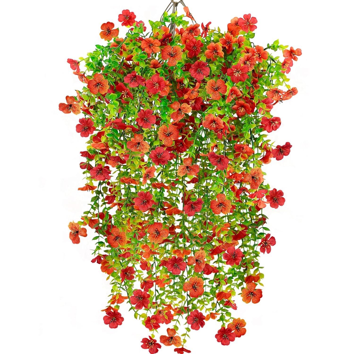 4Pcs Fall Artificial Hanging Flowers Plants Decorations For Outdoor Faux Silk Daisy Mums Home Indoor Porch Patio Wall Balcony Yard Decor