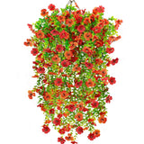 4Pcs Fall Artificial Hanging Flowers Plants Decorations For Outdoor Faux Silk Daisy Mums Home Indoor Porch Patio Wall Balcony Yard Decor