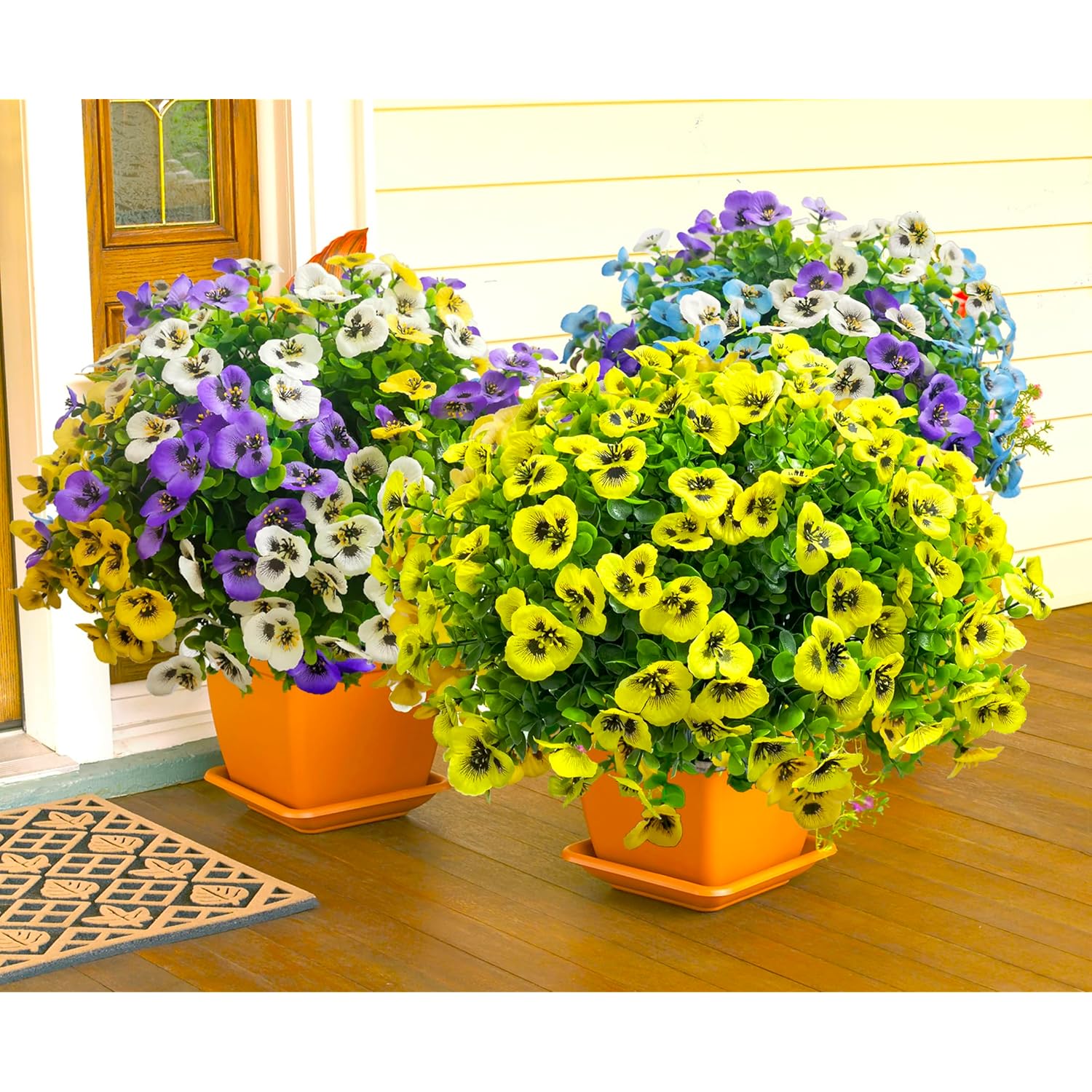 Artificial Flowers For Outdoors Fake Plants, 12Pcs Fake Flowers Artificial Plants Outdoor Uv Resistant,Silk Faux Flowers Shrubs Greenery Plants For Porch Garden Patio Window Box Decor