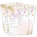 Butterfly Baby Shower Games For Girls, Gold Butterfly Baby Predictions And Advice Cards, Blush Pink Decorations, 5" X 7" Double-Sided Cards (30 Games)