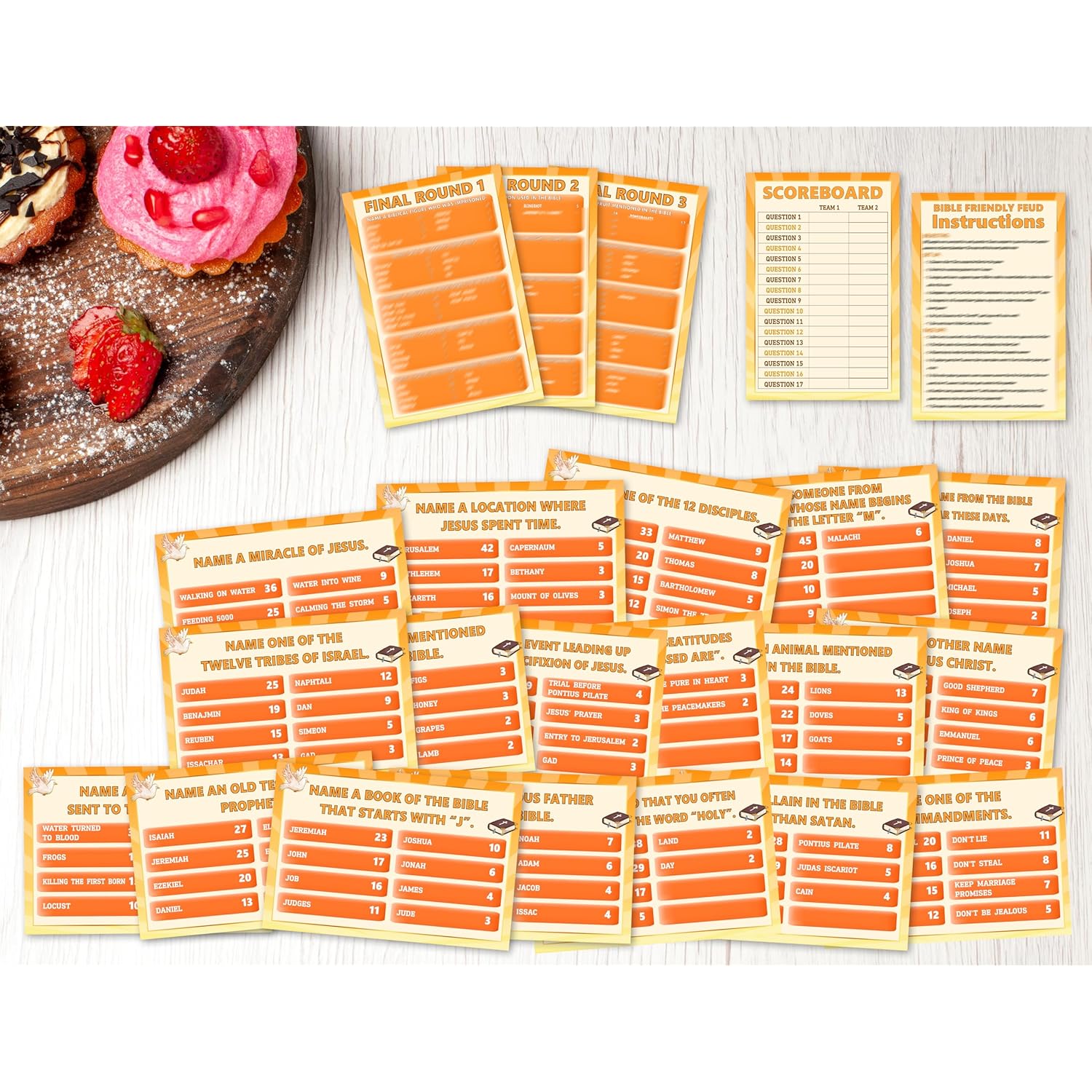 Bible Feud Games, Christian Game Cards, Religious Family Party Games For Family Friend, Friendly Feud Game For Groups, Easter Party Decorations Supplies Favors?04