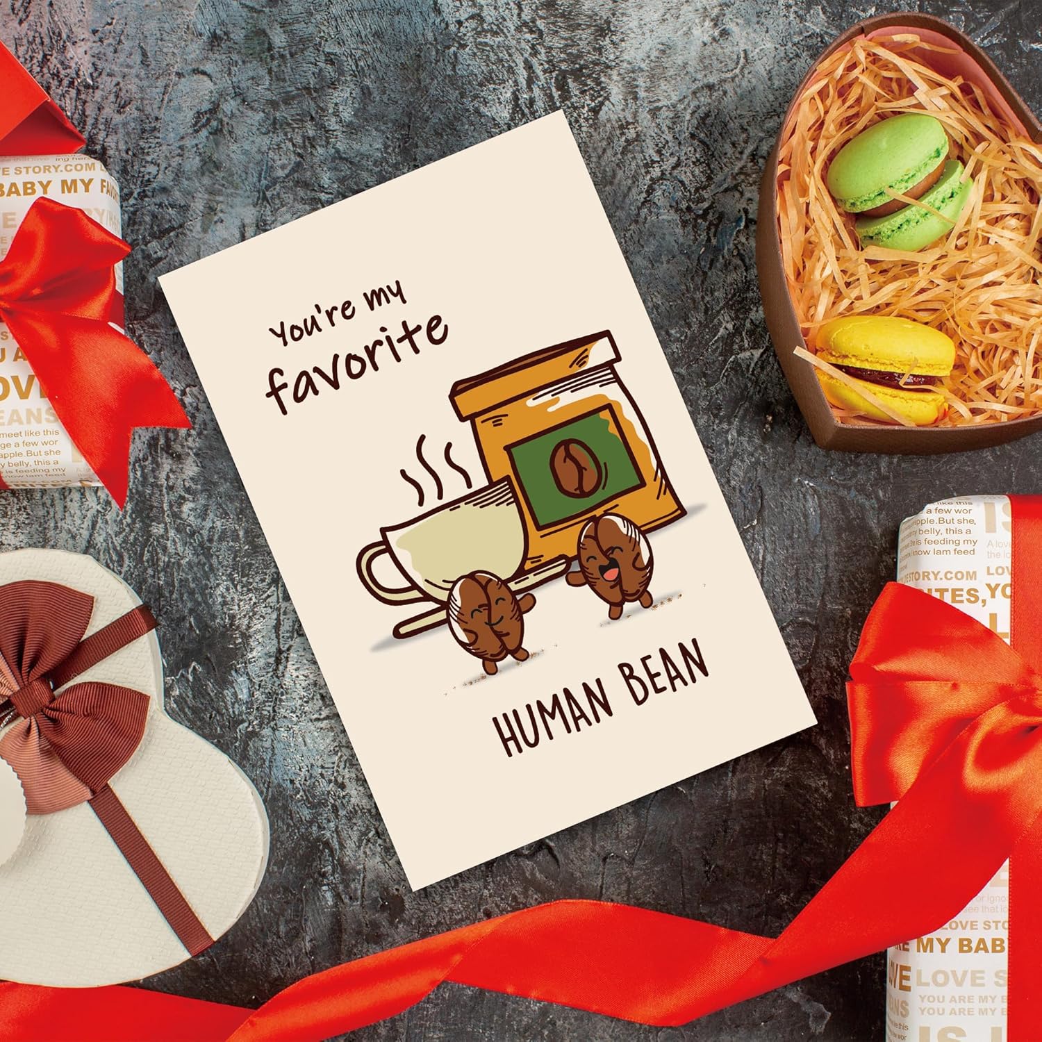 Coffee Valentines Day Anniversary Card For Her Him/Funny Card For Boyfriend Girlfriend/Husband Wife/Funny Birthday Card (You'Re My Favorite Human Bean)