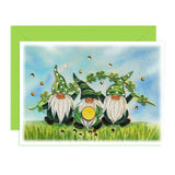 St Patrick Day'S Card, Gnomes Card, Seasonal Holiday Quilling Card, Artful Greeting Card, Clover St Patricks, Saint Patrick'S Quilled Cards For Family, Friend, Husband, Wife (Green Gnomes)