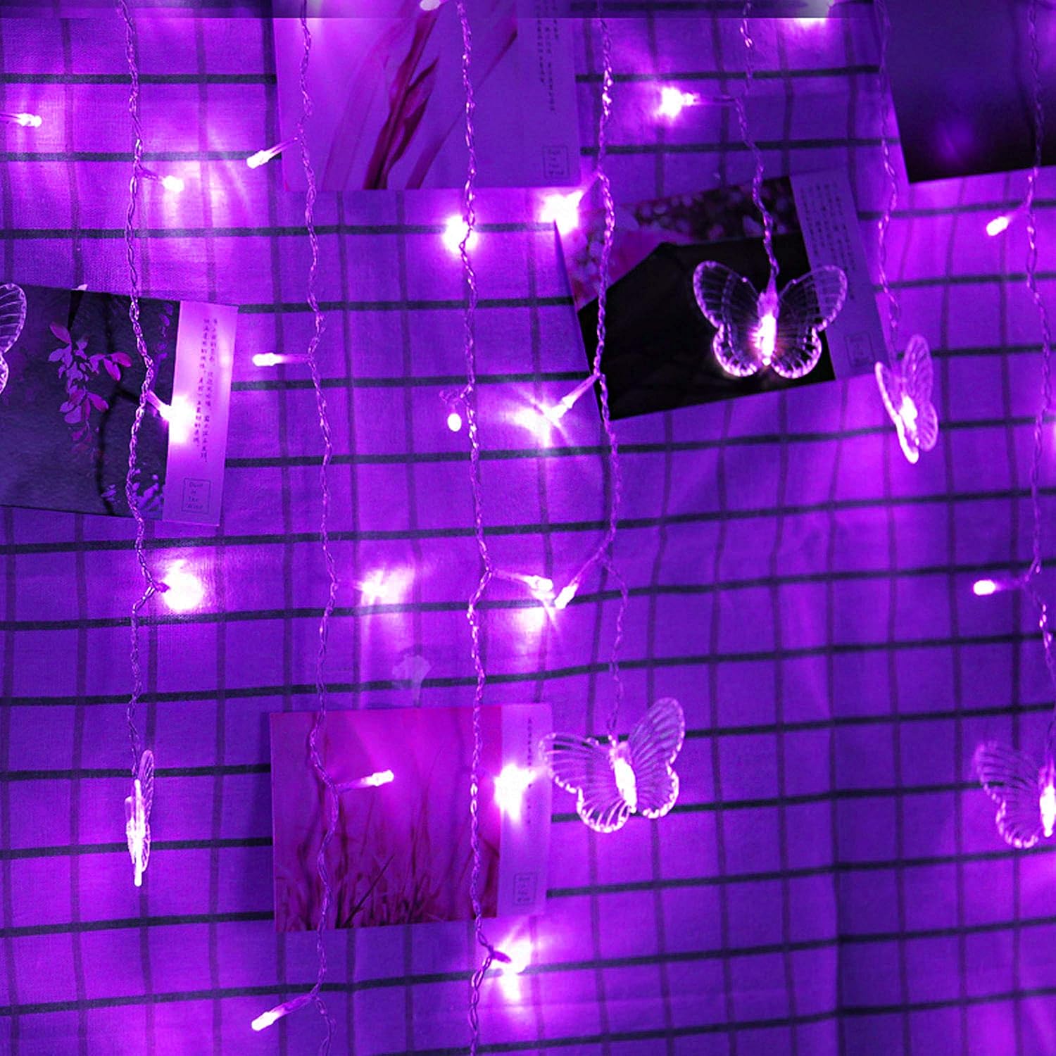 Butterfly Curtain Lights, 4.9Ft 48 Led Usb Window Fairy Lights 10 Butterflies 8 Modes Firefly Twinkle String Lights For