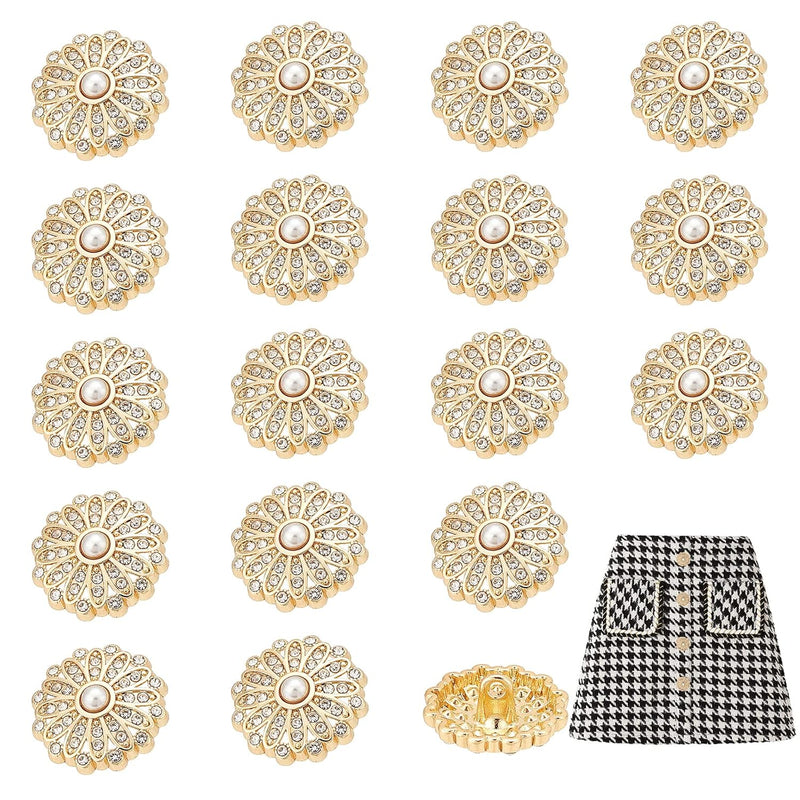 20 Pcs Shank Rhinestone Buttons, 19.5Mm Sew On Clothing Buttons, Rhinestone Pe