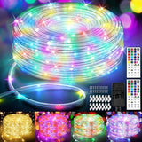 100FT Outdoor LED Rope Lights 300 LED Warm White and Color Changing Waterproof Plug In String Lights with Remote