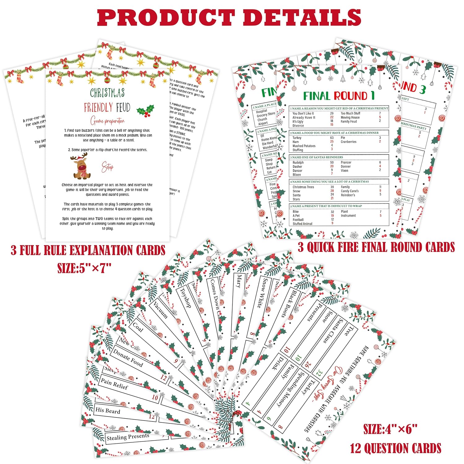 Christmas Party Game, Christmas Friendly Feud, Family Game Night, Family Group Games, Christmas Trivia Game, The Holiday Party Game Of Guessing Top Answers - S002