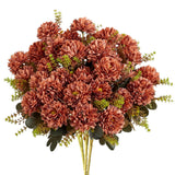 18 Heads Brown Artificial Chrysanthemum Brown Silk Artificial Flowers Fake Mums Bouquet Fake Flowers With Stems Arrangements For Home Kitchen Table Centerpieces Decor Indoor 2 Pcs