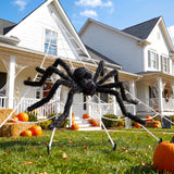 236'' Big Spider Web Halloween Decor+70'' Huge Spider for Roof with Triangular Big Web for on House Outside and Inside
