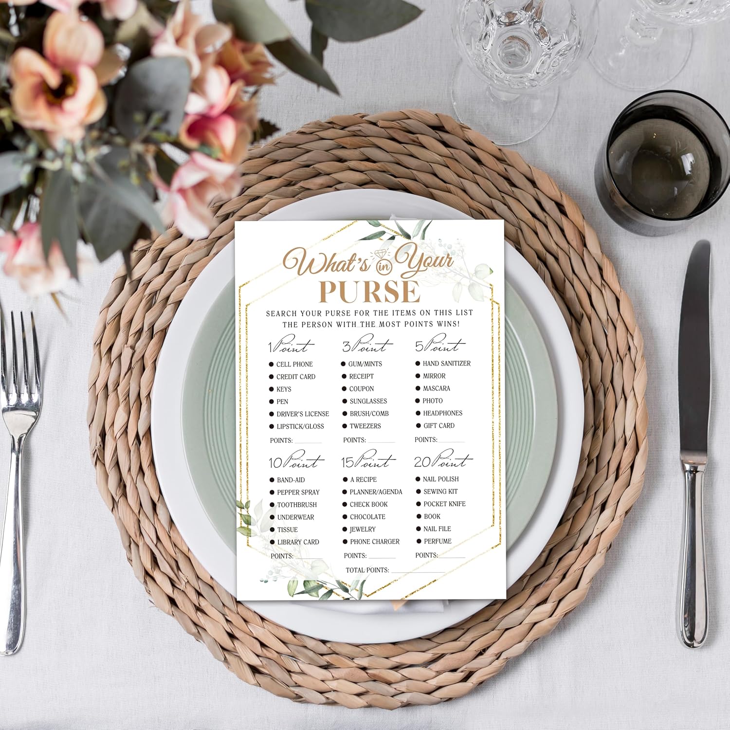 Bridal Shower Games, Greenery Wedding Shower Party Games Cards For Bride Groom Newlyweds, Engagement Bachelorette Party Decorations, Wedding Favors Supplies, 25 Game Cards Included - A03