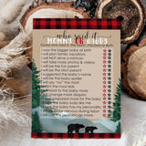 Mama Bear Baby Shower Games For Boys - 25 Guess Who Mommy Or Daddy Game Cards - Fun Guessing Activities With Prizes - Lumberjack Theme