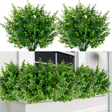 Artificial Flowers For Outdoors 24 Bundles Uv Resistant Boxwood Shrubs Artificial Eucalyptus Fake Plants Faux Plastic Greenery For Farmhouse Garden Indoor Outdoor Home Wedding Decoration