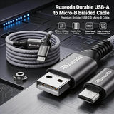 2 Pack Micro USB Cable 6FT Heavy Duty Braided Fast Charging Cord for PS4 Controller Kindle Android Devices