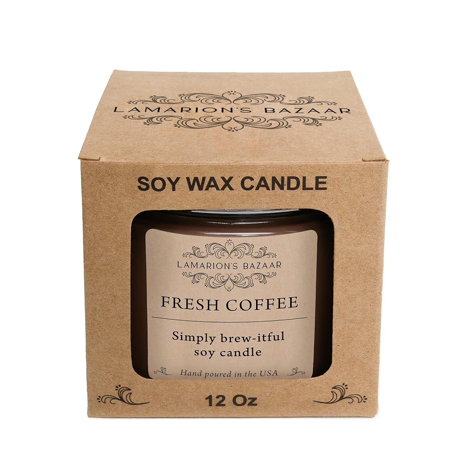 Fresh Coffee Large 12Oz Candle | Freshly Brewed Dark Coffee Fragrance | Warm + Cozy Handcrafted Soy Candle