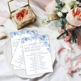 Would She Rather Bridal Shower Game - Blue Floral - 30 Pcs Double-Sided Fill-In Wedding Game Cards For Newlyweds, Engagement Party Activities & Decorations -A01
