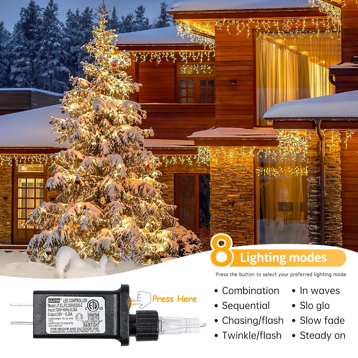 33Ft 300 Led Icicle Lights Outdoor Waterproof Icicle Christmas Lights With 50 Drops Warm White String Lights For Wedding