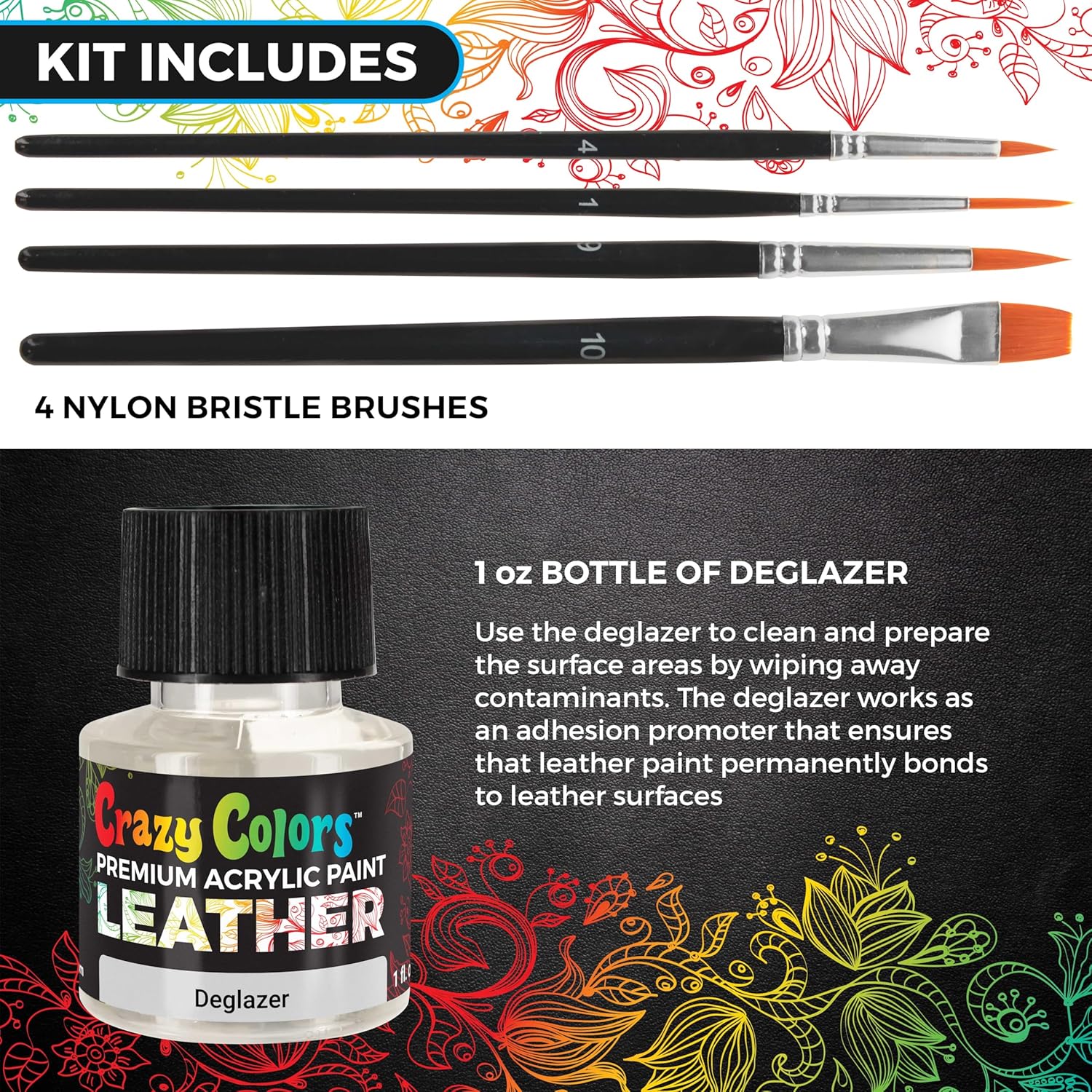 Premium Acrylic Shoe & Leather Paint Kit 13-Color With 4 Brushes (1 Oz Bottles) - Acrylic Leather Paint For Shoes, Sneakers, Jackets, Bags, Purses, Furniture