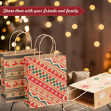 24 Pcs Christmas Kraft Gift Bags With Handles,Treat Bags For Gifts,Cookies,Candy,Holiday Goodies Wrapping,For Xmas Holiday Presents Wrapping,9"X7.3"X3.3"