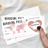 Scratch Surprise Boarding Pass, 2 Set Make Your Own Diy Travel Ticket, Surprise Reveal Card For Holiday, Christmas, Wedding, Birthday, Anniversary, Party Supply(3.5"X8" Pink)-A004