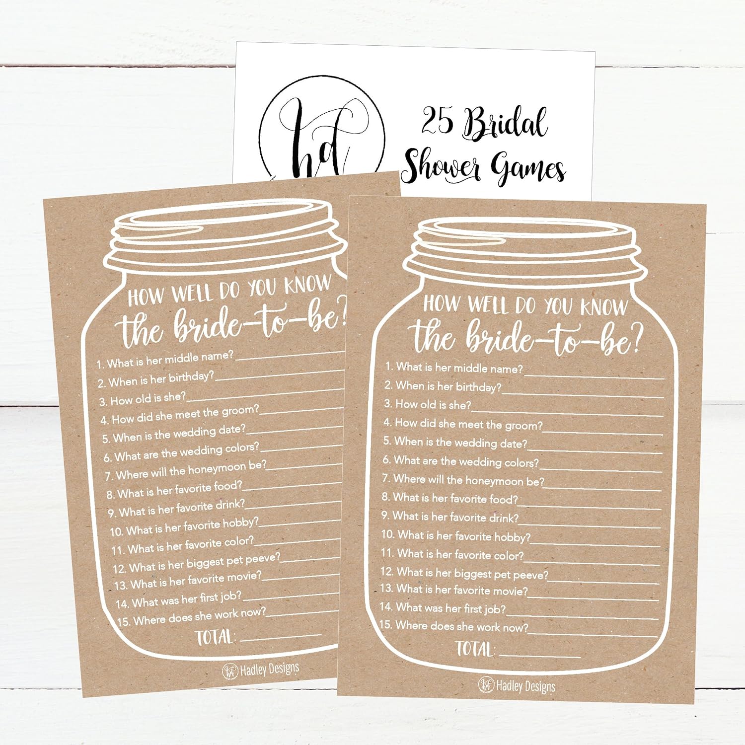 25 Cute Rustic How Well Do You Know The Bride To Be Bridal Wedding Shower, Bachelorette Party Game, Couples Guessing Question Set Of Cards Pack Unique Printed Engagement