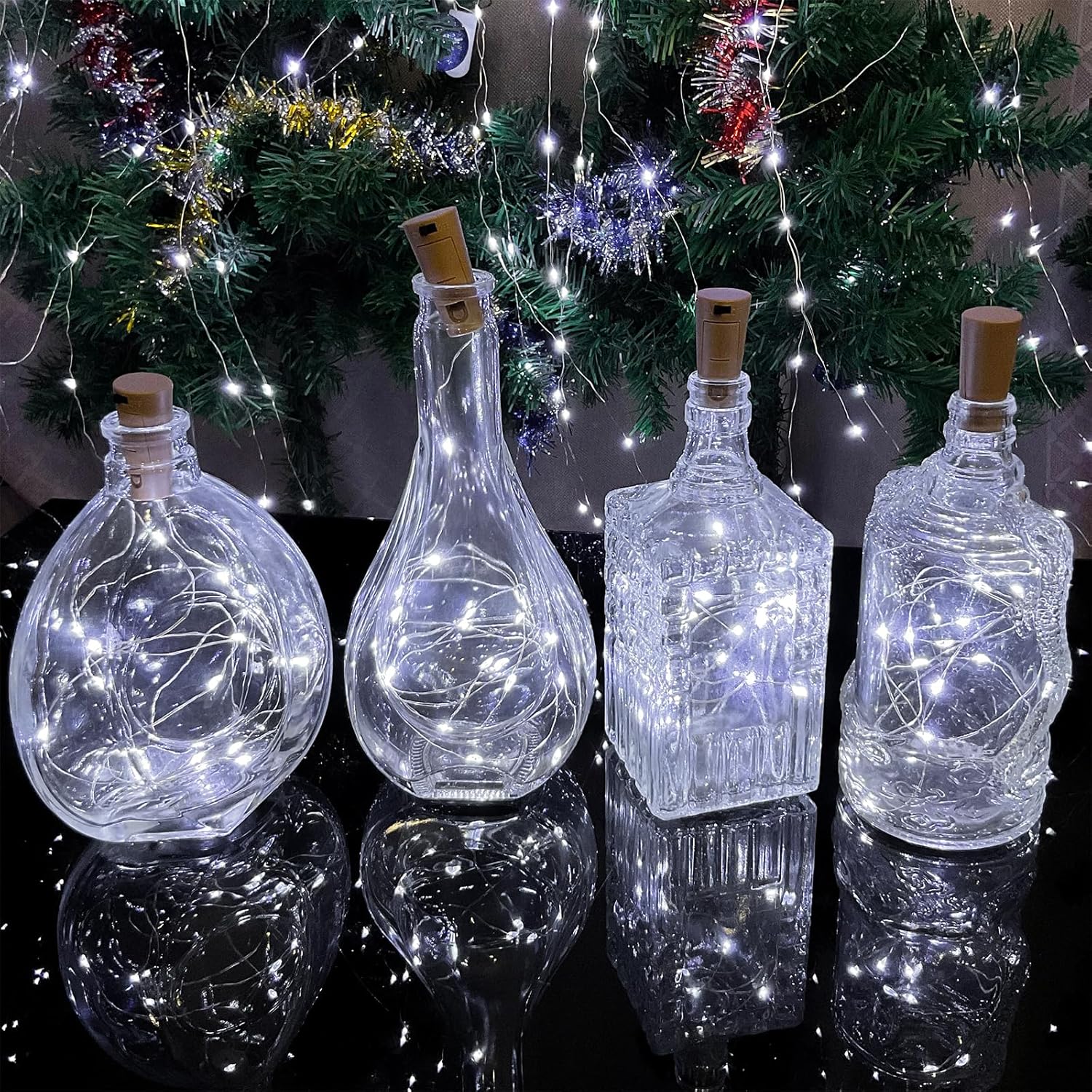 Wine Bottle Lights With Cork, 20 Leds 6.6 Feet Silver Wire Cork Bottle Lights,Fairy Mini String Lights,For Diy Jar Hallo