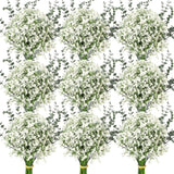 80 Pcs Babys Breath Artificial Flowers Bulk Babys Breath Flowers Gypsophila Bouquets With Faux Eucalyptus Stems Leaves For Wedding Bouquet Party Filler Home Decor