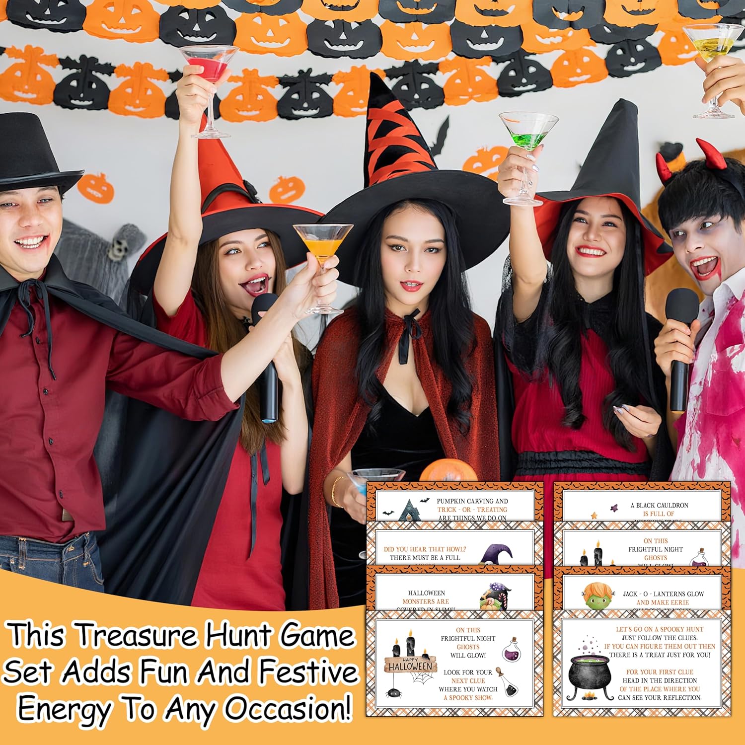 Halloween Scavenger Hunt Games, Hallowmas Treasure Hunt Clues Game Cards, Horror Party Games For Family Friend Groups, Trick Or Treat Party Decorations Supplies Favors?07