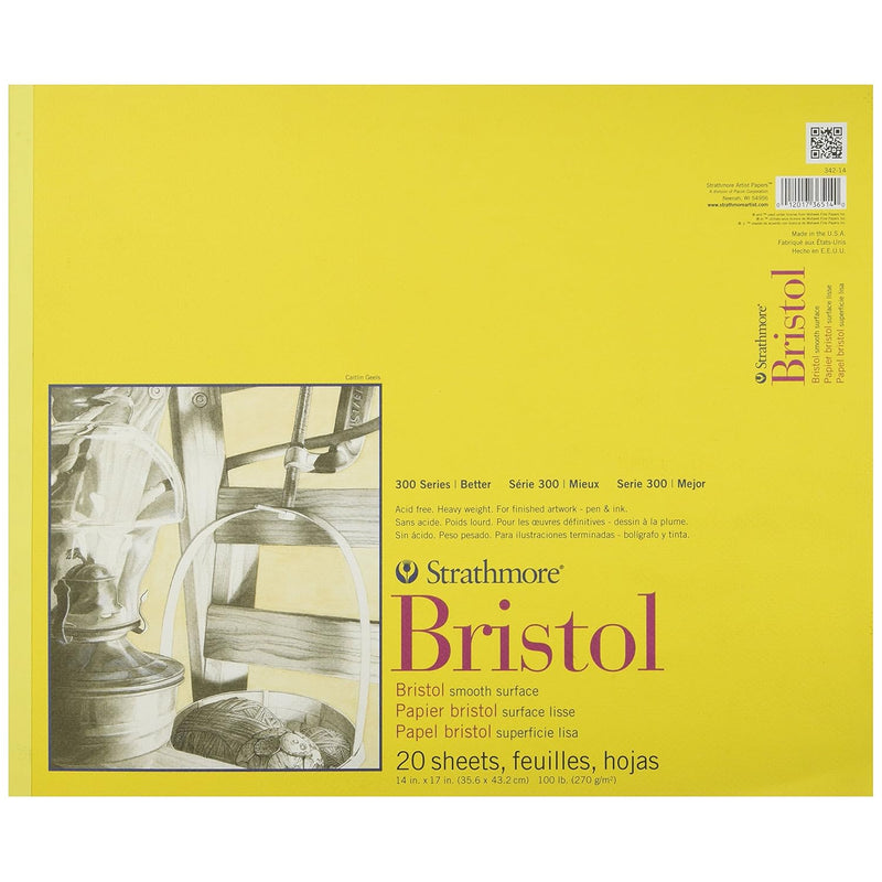 300 Series Bristol Paper Pad, Smooth, Tape Bound, 14X17 Inches, 20 Sheets (100