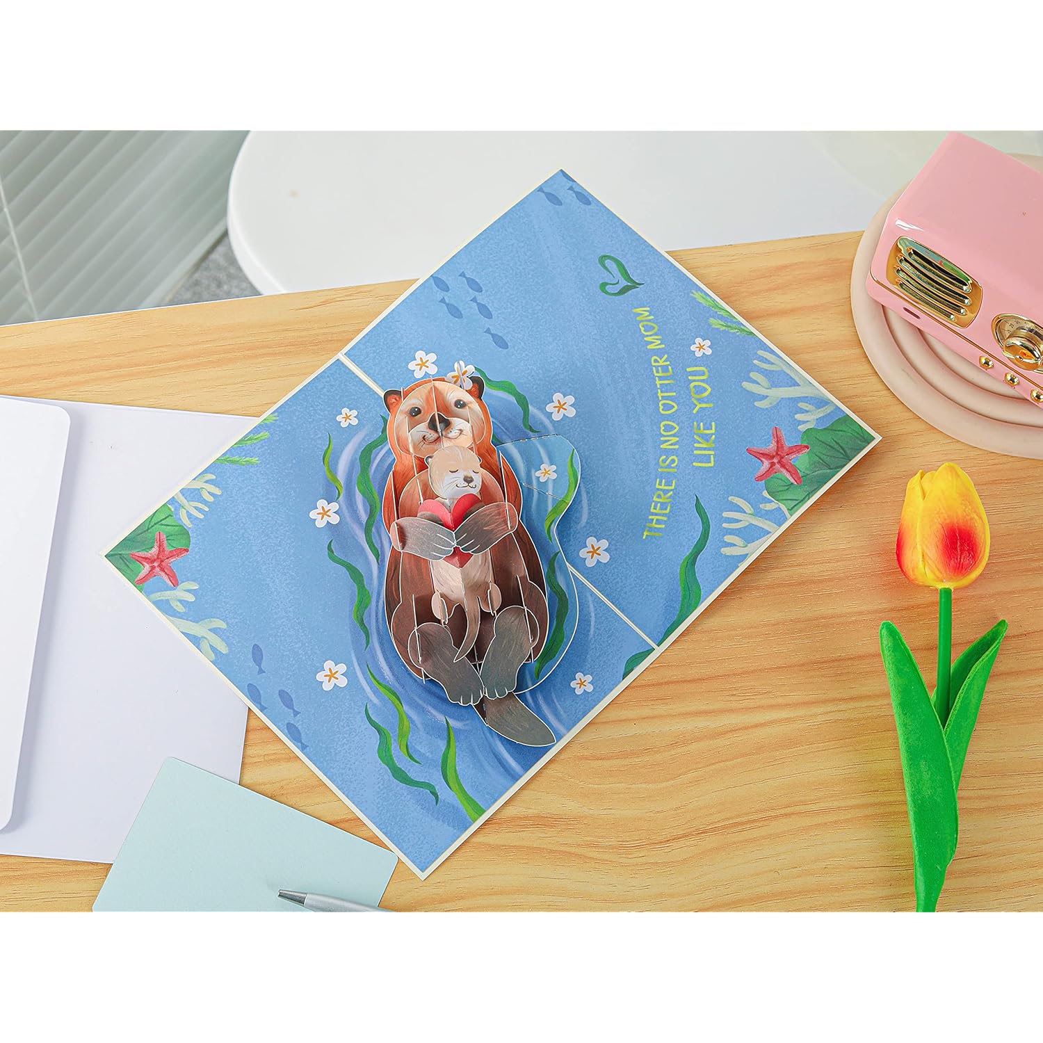 Otter Mothers Day Card, 3D Pop Up 1St Mothers Day Card, First Mother Birthday Card For Mom, Otter Card