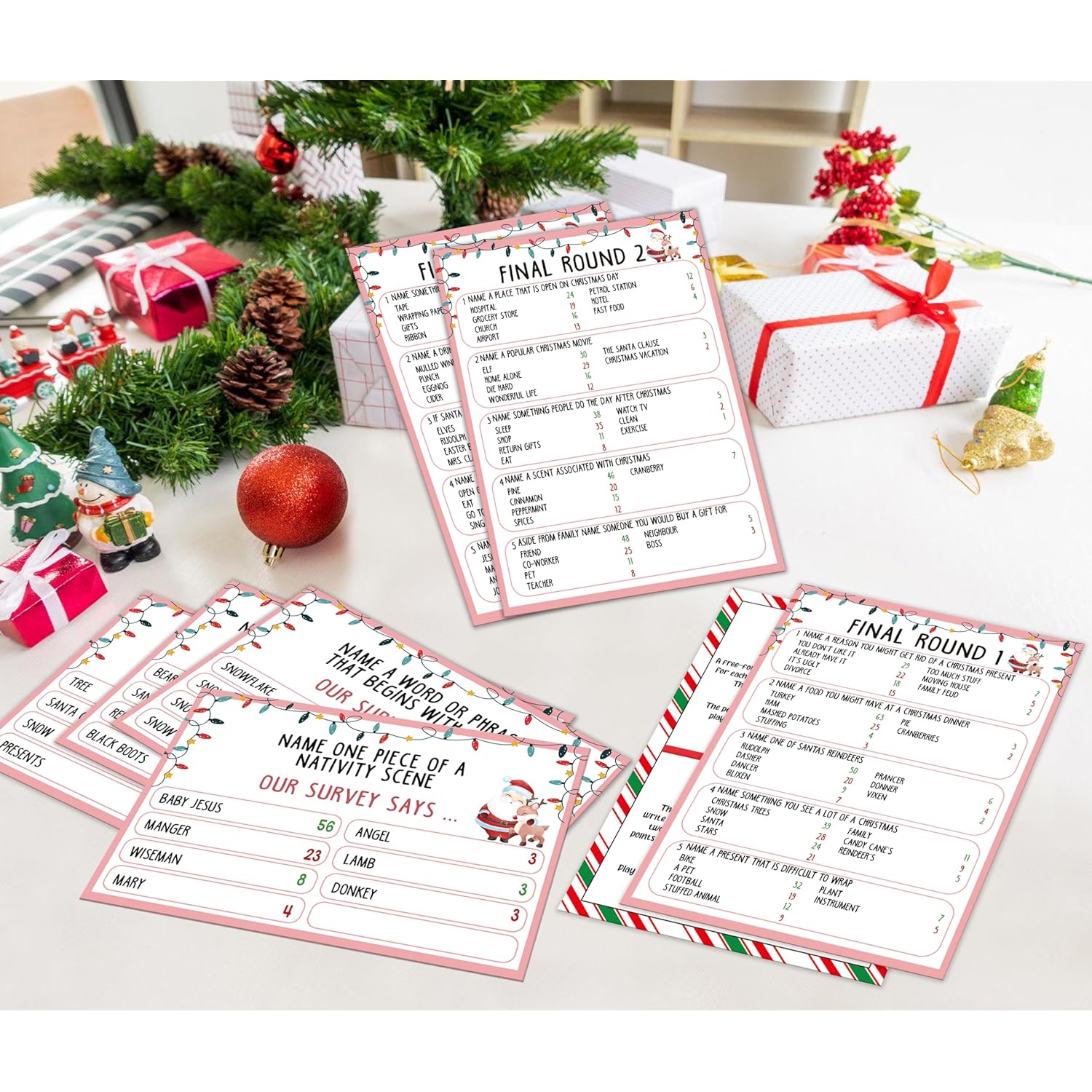 Christmas Feud Games, Friendly Feud Games, Family Activity, Family Games For Game Night, Baby Shower Game, Party Supplies For Adults, Xmas Holiday Party Game And Activity Decorations (F003)