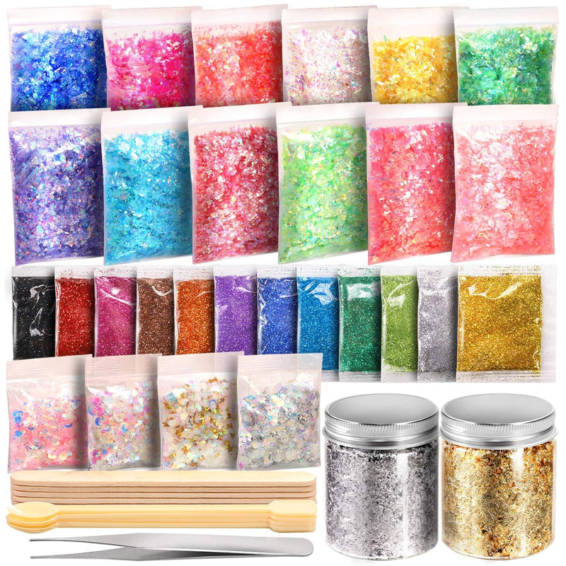 41Pcs Resin Supplies Kit, Extra Fine Glitter For Resin, Resin Glitter Flakes S