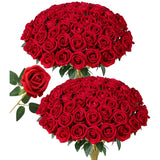 50 Pcs Red Roses Artificial Flowers, Fake Roses With Stems Realistic Silk Roses For Diy Wedding Bouquets Tables Centerpieces Arrangements Party Baby Shower Birthday Home Decor Gift For Her