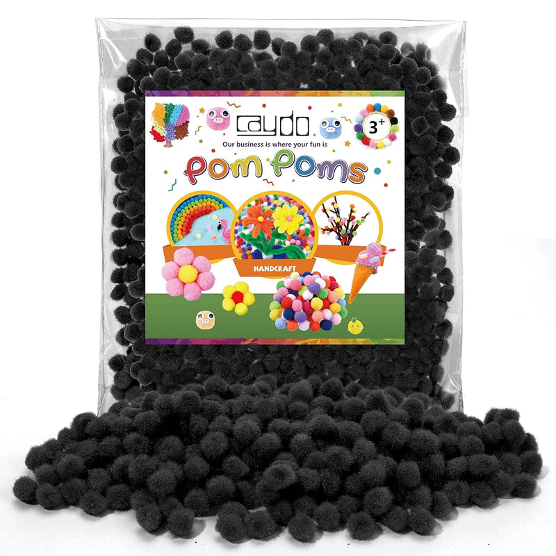 500 Pieces 1Cm Black Pom Poms, Mini Craft Pom Poms Balls For Kids Diy Art Crea