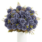 18 Heads Ink Blue Artificial Chrysanthemum Flowers Fake Mums Ink Blue Kiku Gothic Flowers Bouquet Silk Chrysanthemums For Indoor Outdoor Table Centerpiece Vase Pots Decoration, 2 Pcs