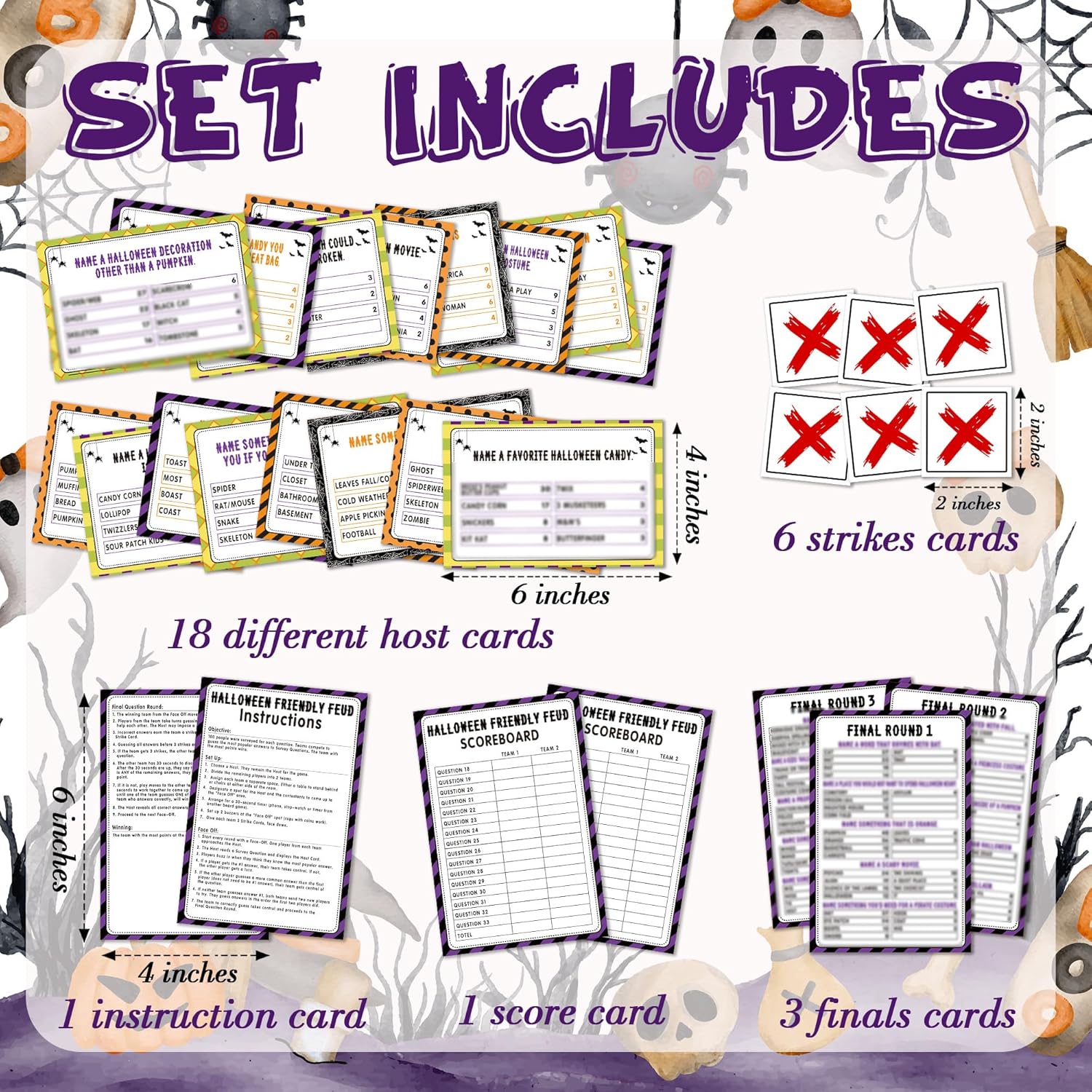 Halloween Friendly Feud Quiz Game For Family, Family Game Night For Adults, Evil Pumpkin Themed Games Cards For Large Groups, Halloween Party Decorations Supplies Favors -01