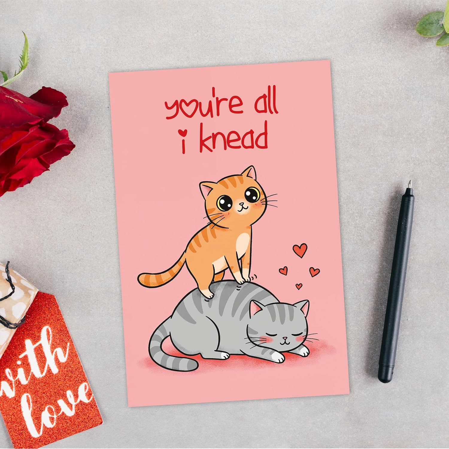 Pun Cat Valentines Day Card, Cute Valentine Card For Him Her, Sweet Anniversary Card & Gifts For Husband Wife, Lovely Valentines Day Card Gift For Boyfriend Girlfriend