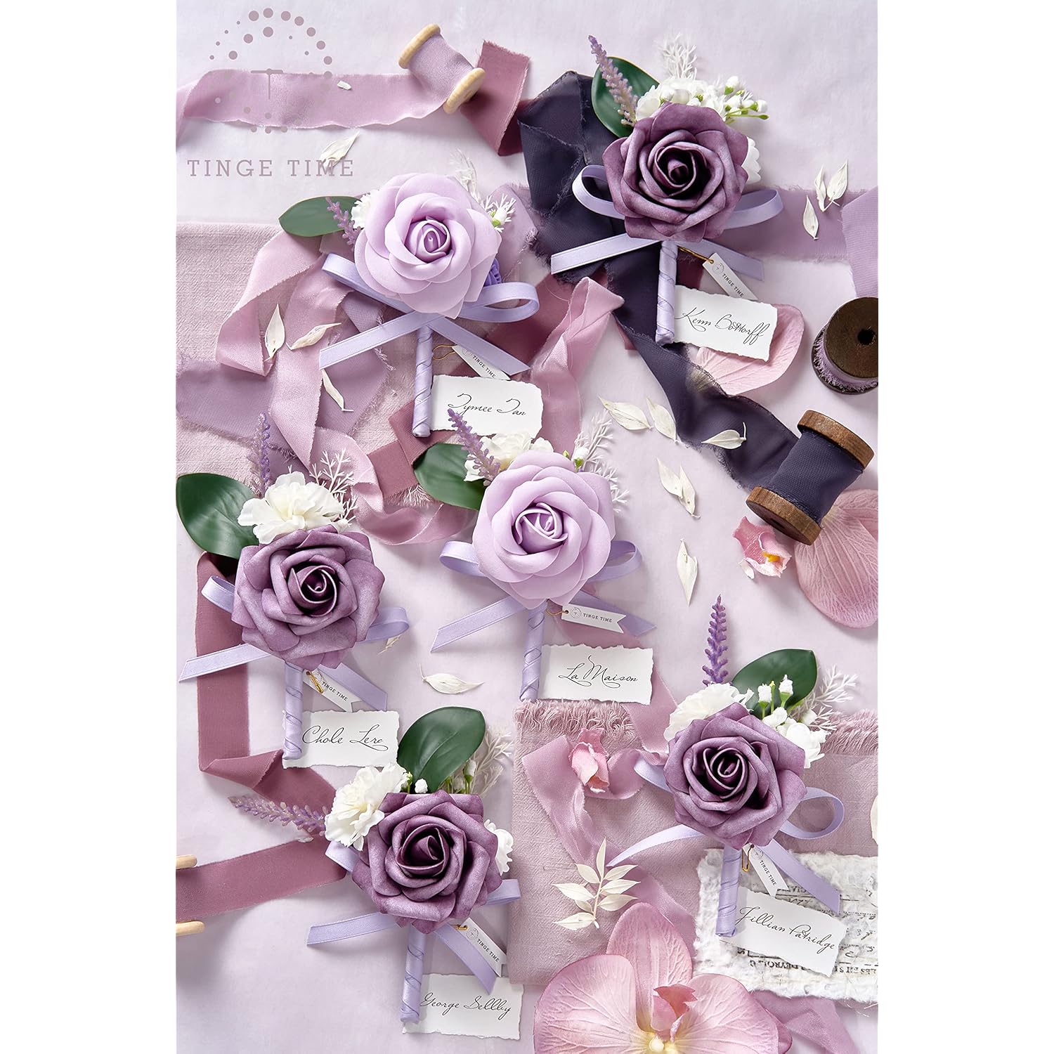 Artificial Flower Boutonniere, Set Of 6, Groom And Groomsmen Boutonniere For Wedding, Prom, Homecoming, Anniversary, Graduation(6, Noble Purple)
