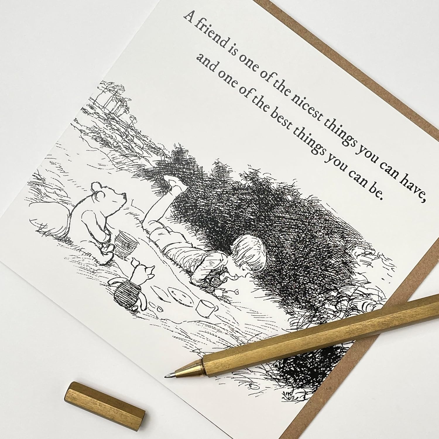 Old English Co. Winnie The Pooh Birthday Card For Friend - Friend Nicest Thing Quote From Winnie The Pooh And Piglet For Sister, Cousin, Bff - Thinking Of You Sympathy Card | Blank Inside Envelope