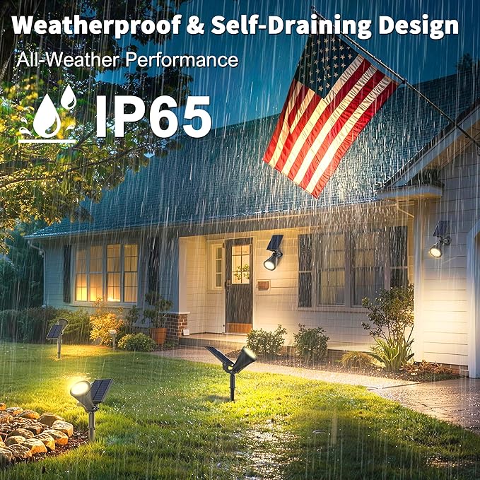6 Pack Solar Spot Lights Waterproof Warm White 2 Mode Auto On Off Yard Garden Lights