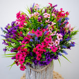 Artificial Flowers Outdoor Shrubs - 16 Bundles Fake Plants Uv Resistant No Fade Faux Plastic Greenery Home Garden Porch Patio Decoration Office Indoor (1, Multi-16Pcs)