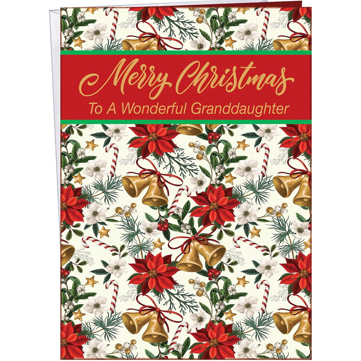 - Granddaughter Christmas Card - Made In Chicago - Large Card Opens To 10" X 7.75" - Packaged In Extra Sturdy Mailer - Very Colorful Classic Christmas Design - 1011