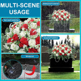Headstone Flower Saddle,Large Artificial Cemetery Flowers For Grave,Cemetery Memorial Flowers For Outdoor Tombstone Decorations (Red White)