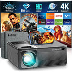 1080P 5G WiFi Bluetooth Projector - 15000Lux, 560ANSI, 300" Display, 4K Support